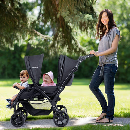 Proactive Baby BABY JOY Double Baby Stroller, Foldable Double Seat Tandem Stroller with Adjustable Backrest.