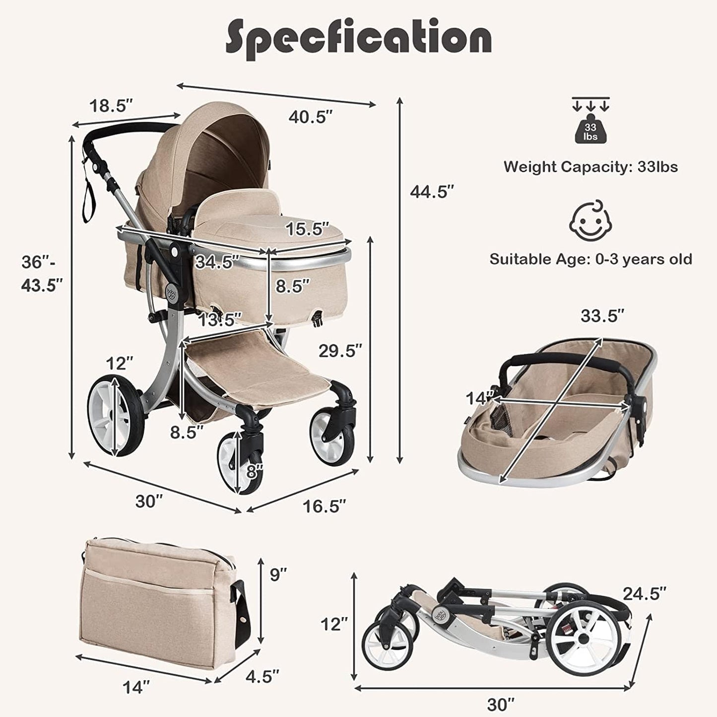 Proactive Baby BabyJoy 2 in 1 Convertible Baby Stroller