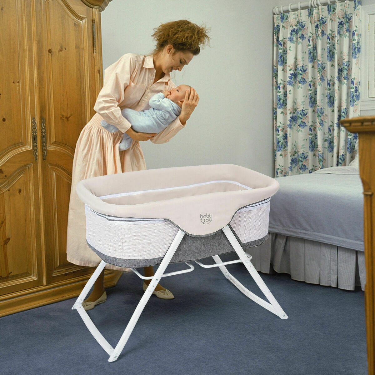 Proactive Baby BABYJOY Rocking Bassinet, 2 in 1 Lightweight Travel Cradle