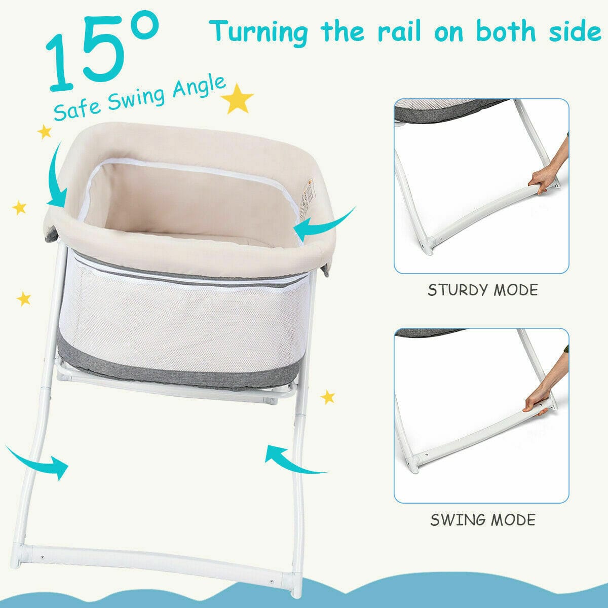 Proactive Baby BABYJOY Rocking Bassinet, 2 in 1 Lightweight Travel Cradle