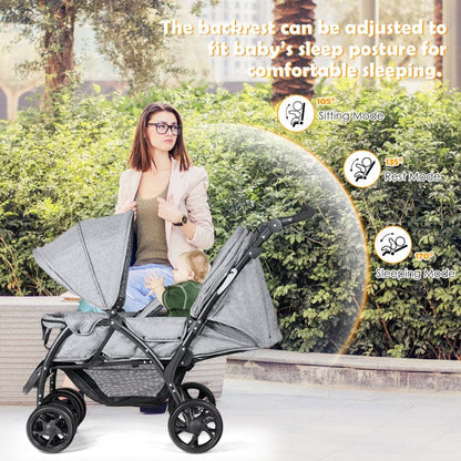 Proactive Baby Baby Strollers BabyJoy™ Twin Baby Stroller For Two Babies