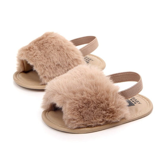 Proactive Baby Baby Footwear 9K / 0-6 Months / China Baywell Baby Girls Faux Fur Slides Sandals