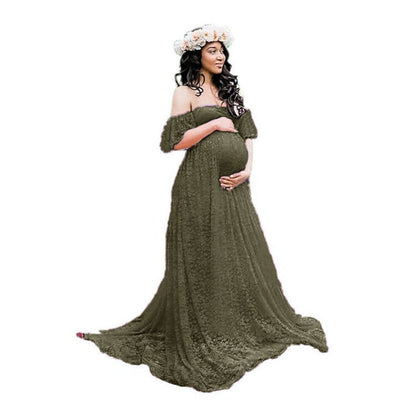 Proactive Baby ArmyGreen / S Beautiful Maternity Dresses For Photo Shoot Pregnant Dress Lace Maxi Gown