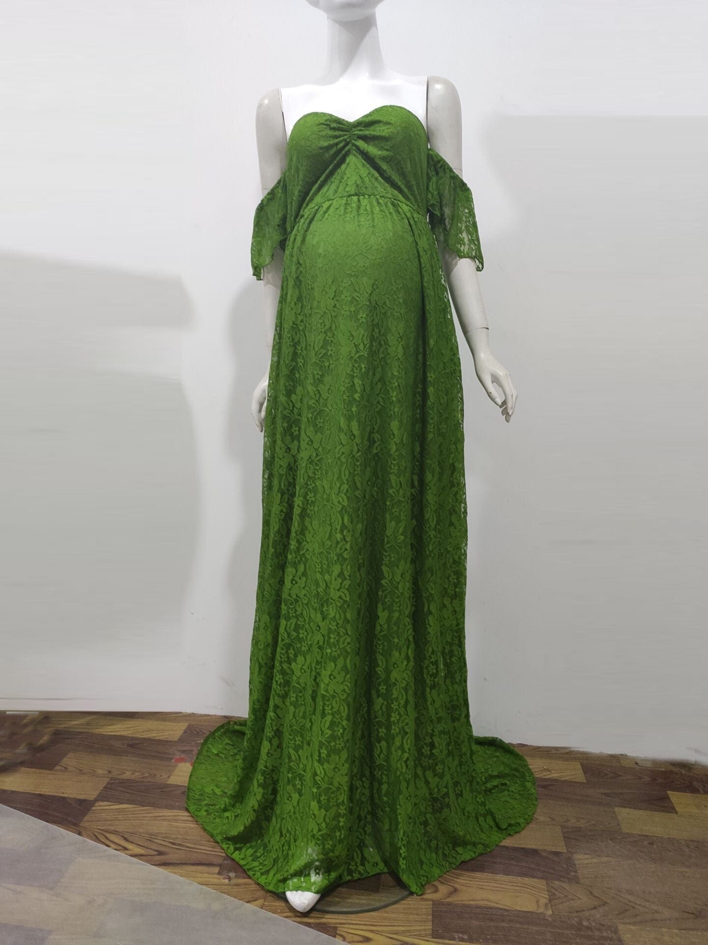 Proactive Baby green / S Beautiful Maternity Dresses For Photo Shoot Pregnant Dress Lace Maxi Gown