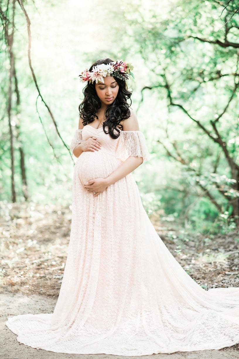 Proactive Baby white / S Beautiful Maternity Dresses For Photo Shoot Pregnant Dress Lace Maxi Gown