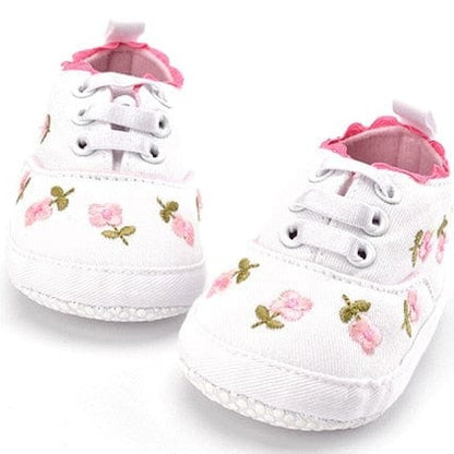 Proactive Baby Model 1-White / 0-6 Months ComfyBaby Cute Baby Girl Shoes With Floral Embroidery Print