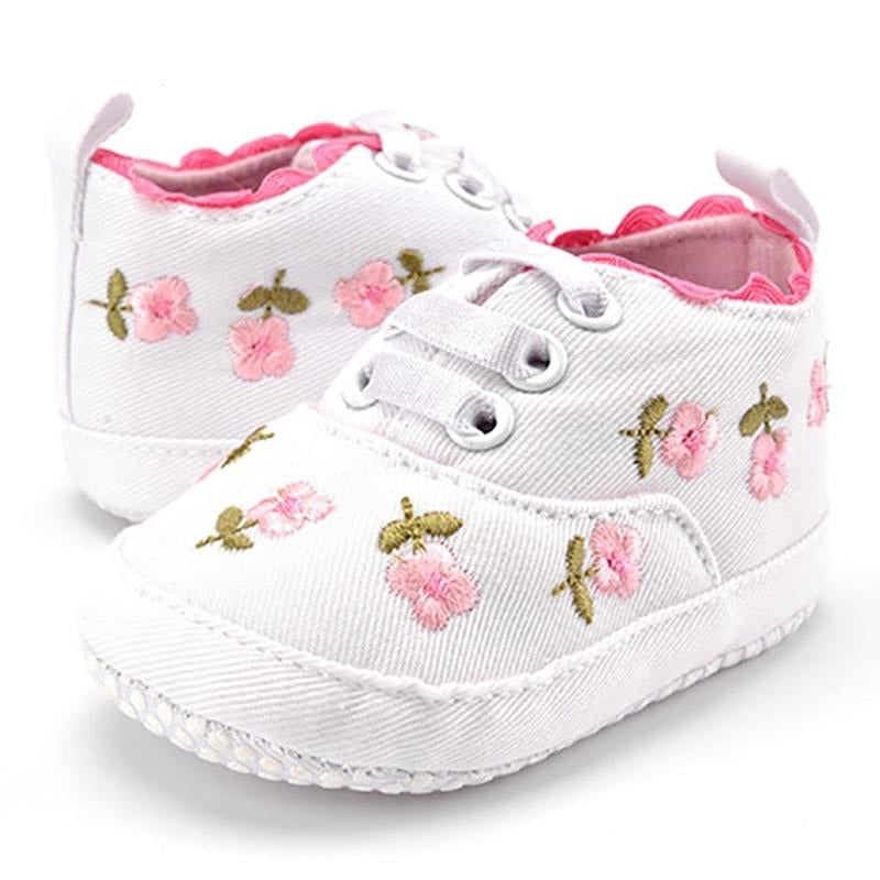 Proactive Baby ComfyBaby Cute Baby Girl Shoes With Floral Embroidery Print