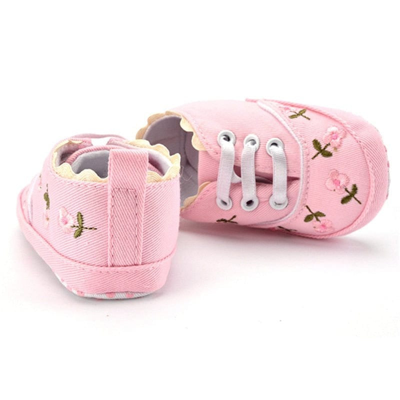 Proactive Baby ComfyBaby Cute Baby Girl Shoes With Floral Embroidery Print