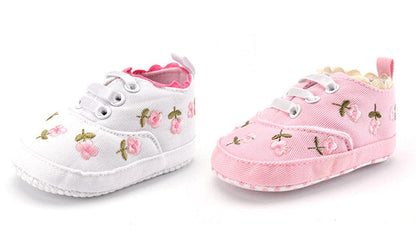 Proactive Baby ComfyBaby Cute Baby Girl Shoes With Floral Embroidery Print