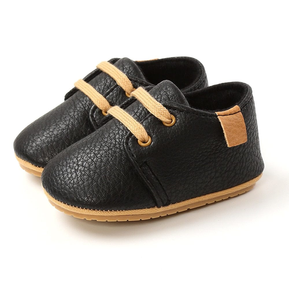 Proactive Baby Black / 0-6 Months Copy of NewBaby Retro Leather Baby Shoes With Rubber Sole Best First Walkers For Newborn/Infant