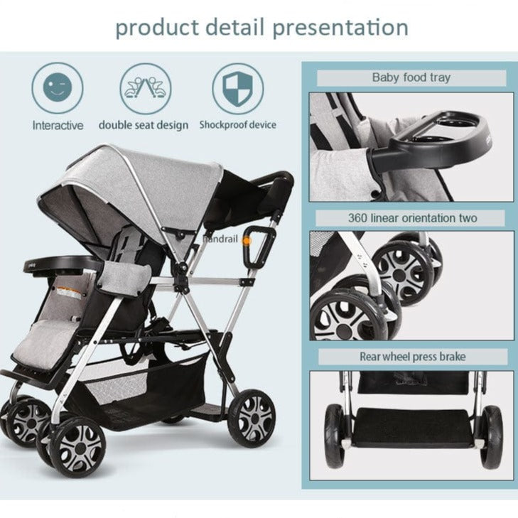 Proactive Baby CynaBaby™ Double Stroller For Twins With Cozy Comfort at Discounted Price