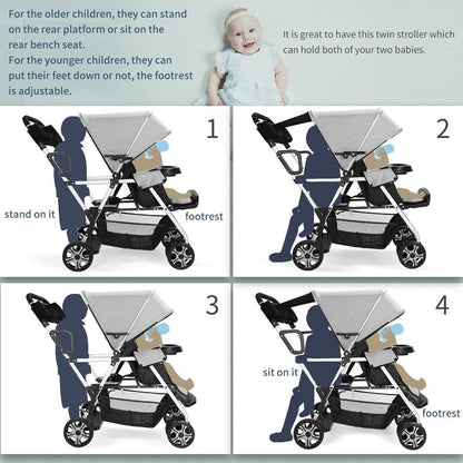 Proactive Baby CynaBaby Double Stroller Twins With Cozy