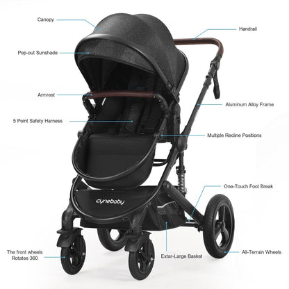 Proactive Baby Cynebaby 2 in 1 Convertible Cradle Stroller