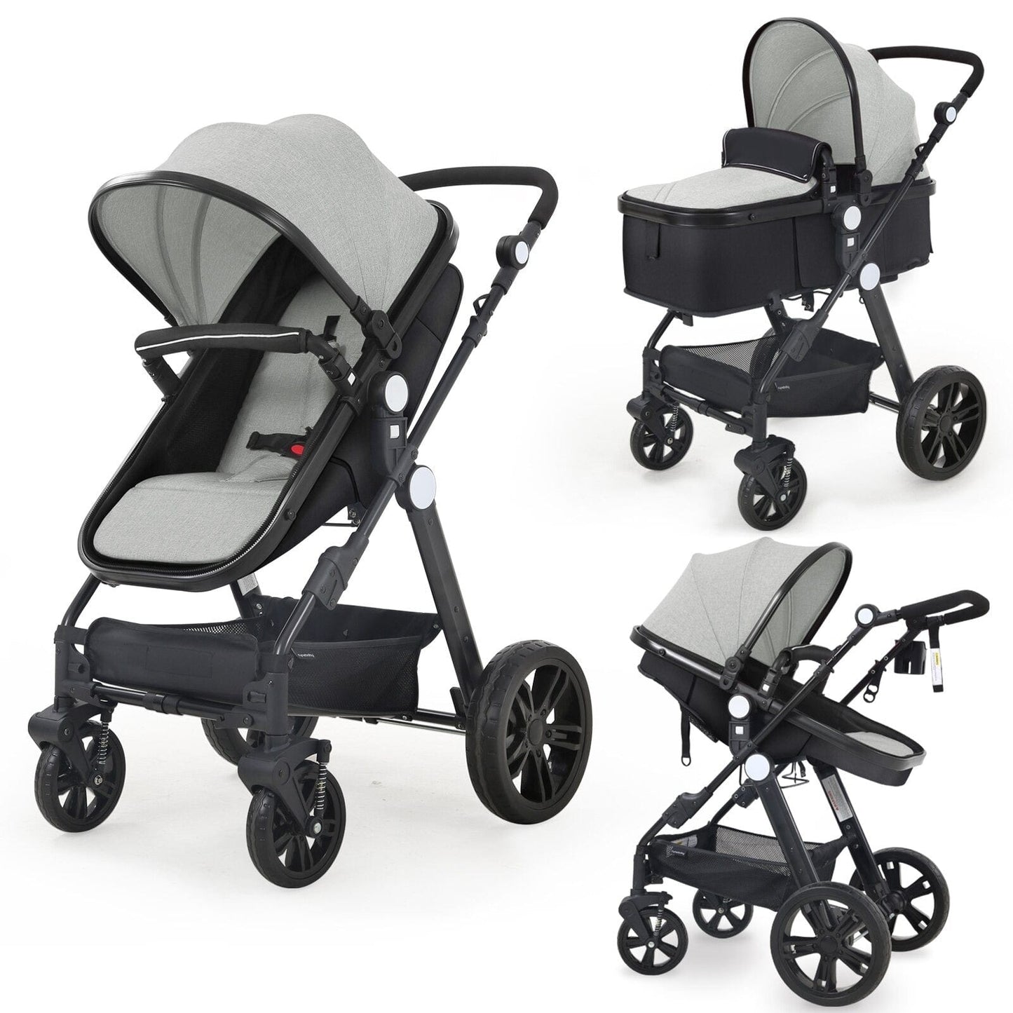 Proactive Baby Grey CyneBaby High-view Baby Stroller With Reversible Cradle