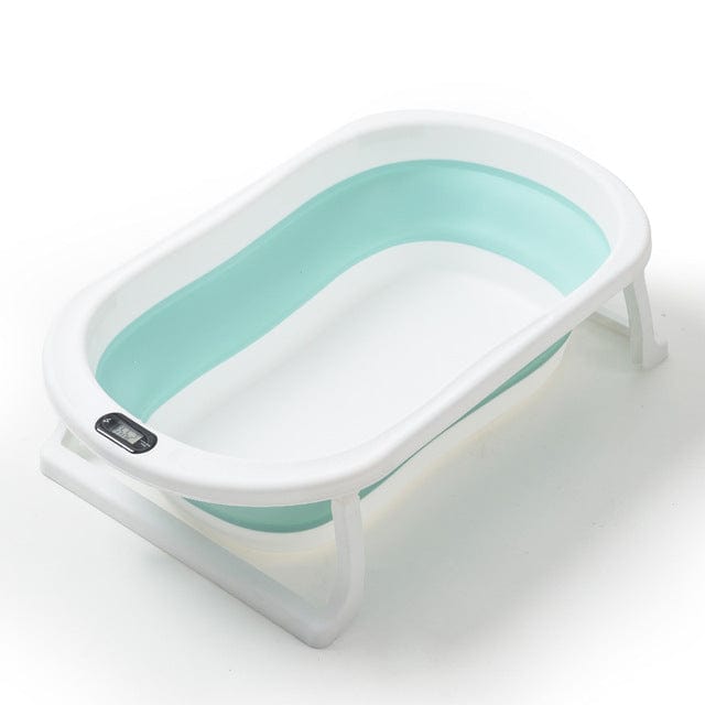 Proactive Baby Bath Tub / Light Green Foldable Baby Bathtub with Temperature Sensor, Portable Baby Bath Tub