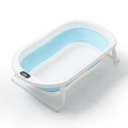 Proactive Baby Bath Tub With Baby Bed / sky blue Foldable Baby Bathtub with Temperature Sensor, Portable Baby Bath Tub