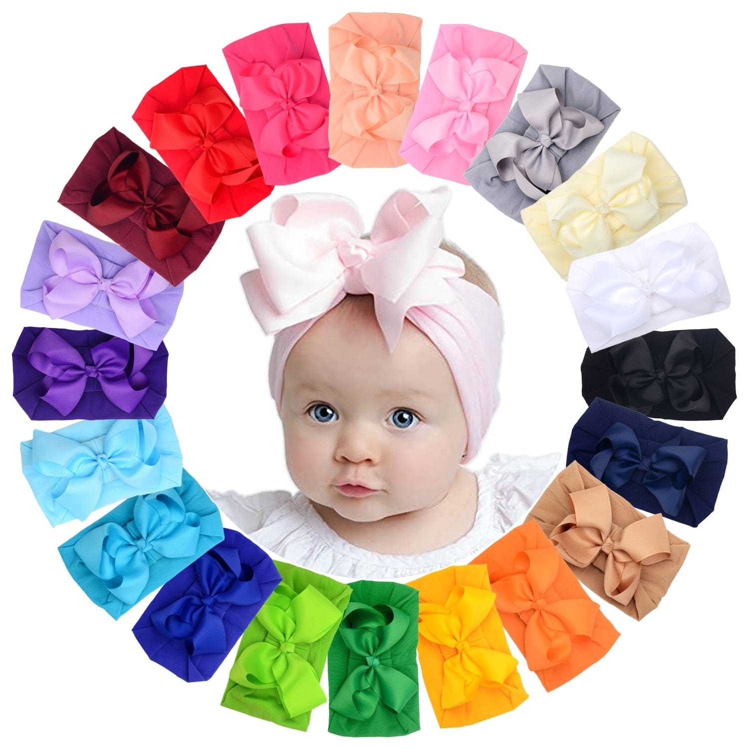 Proactive Baby Baby Headband Grosgrain Baby Girl Bow Headbands for Newborns Babies Age 0-36 Months