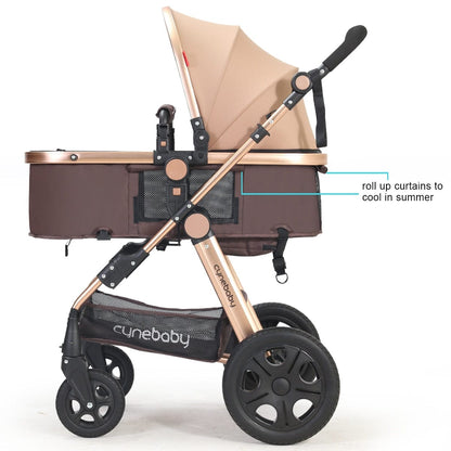 Proactive Baby High Quality Baby Stroller 3 in 1 Foldable Stroller Portable Travel Stroller Luxury High Land  Scape Stroller