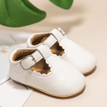 Proactive Baby White / 0-6 Months KIDSUN Newborn Baby Shoes With PU Leather Boy Girl Shoes - Toddler Rubber Sole Anti-slip First Walkers Infant