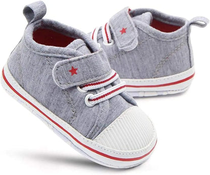 Proactive Baby Baby & Toddler LoveTheRoad Infant Boys/Girls Star/Strip Canvas Shoes  - Soft Sole, Anti-Slip & Strong Shoes