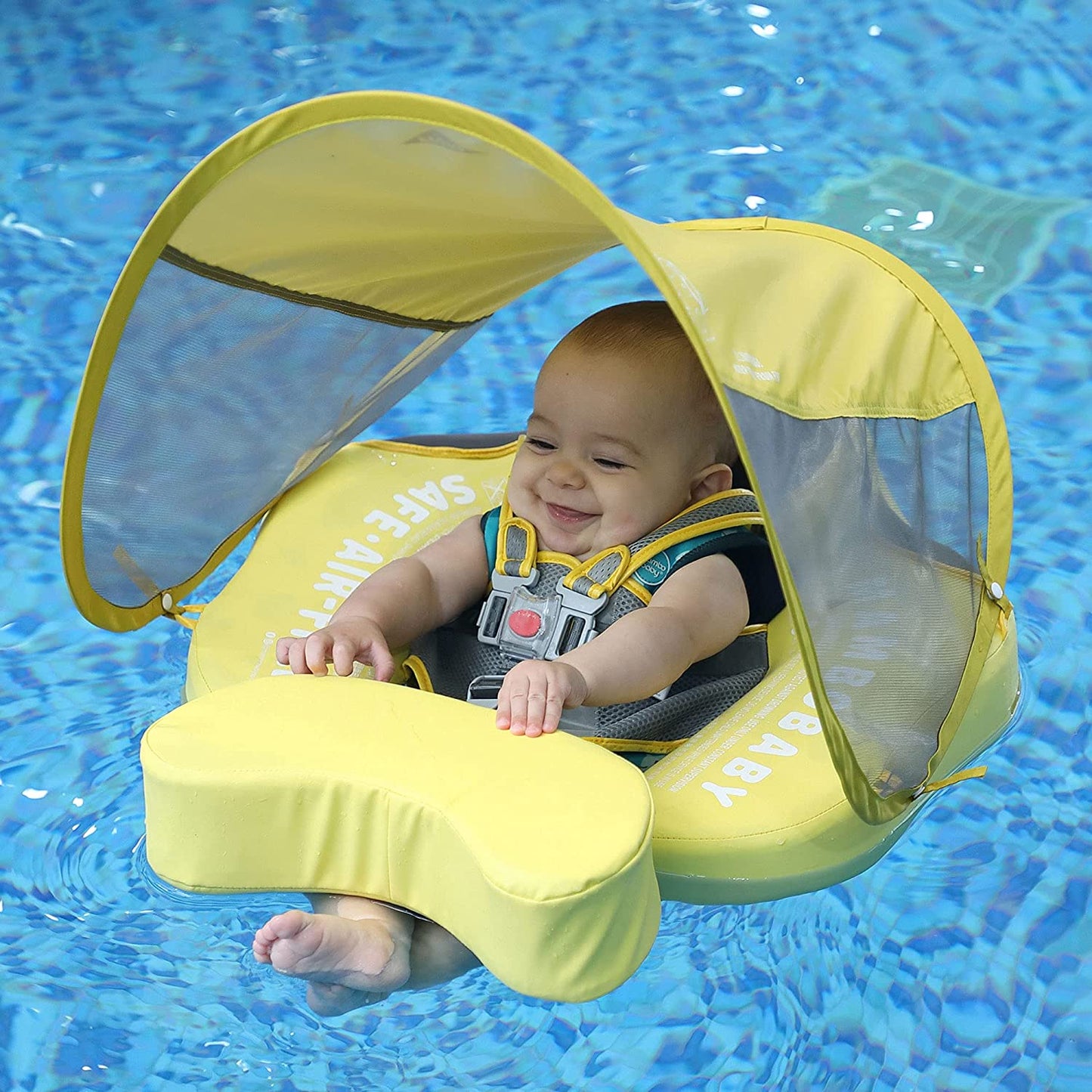 Proactive Baby Mambobaby Baby Swim Float with Canopy, Non-Inflatable Solid Baby Float, Soft Skin-Friendly Fabric Material Infant Float