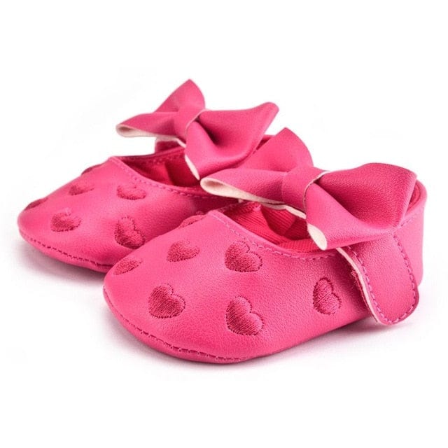 Proactive Baby Baby Footwear MUPLY Leather Girl Baby Shoes-Bow Fringe, Soft Soled, Non-slip Footwear