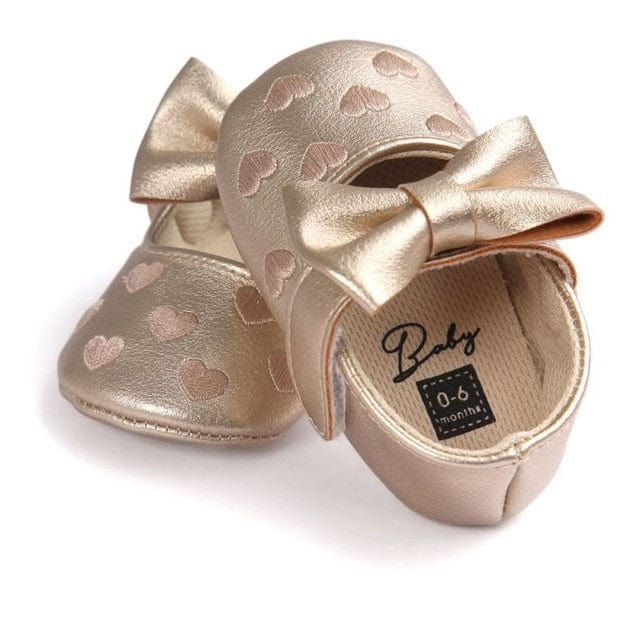 Proactive Baby Baby Footwear MUPLY Leather Girl Baby Shoes-Bow Fringe, Soft Soled, Non-slip Footwear