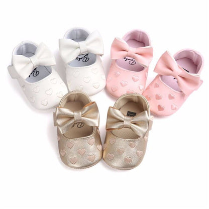 Proactive Baby Baby Footwear MUPLY Leather Girl Baby Shoes-Bow Fringe, Soft Soled, Non-slip Footwear