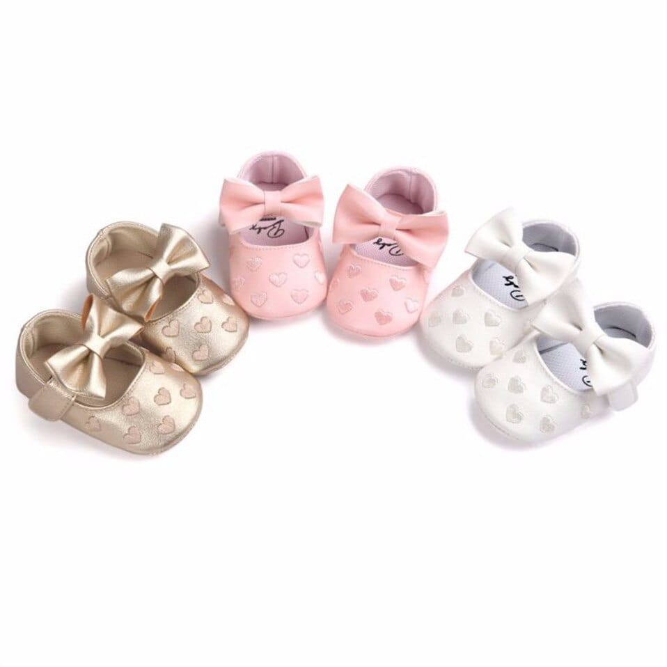 Proactive Baby Baby Footwear MUPLY Leather Girl Baby Shoes-Bow Fringe, Soft Soled, Non-slip Footwear