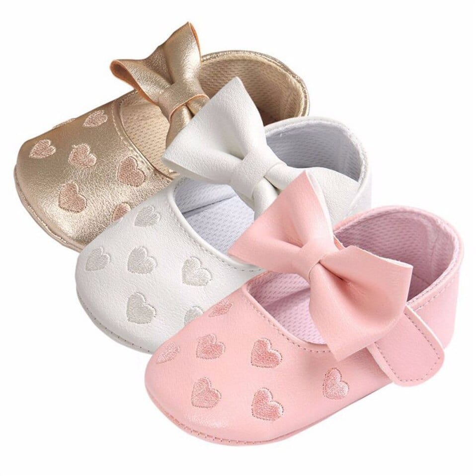 Proactive Baby Baby Footwear MUPLY Leather Girl Baby Shoes-Bow Fringe, Soft Soled, Non-slip Footwear