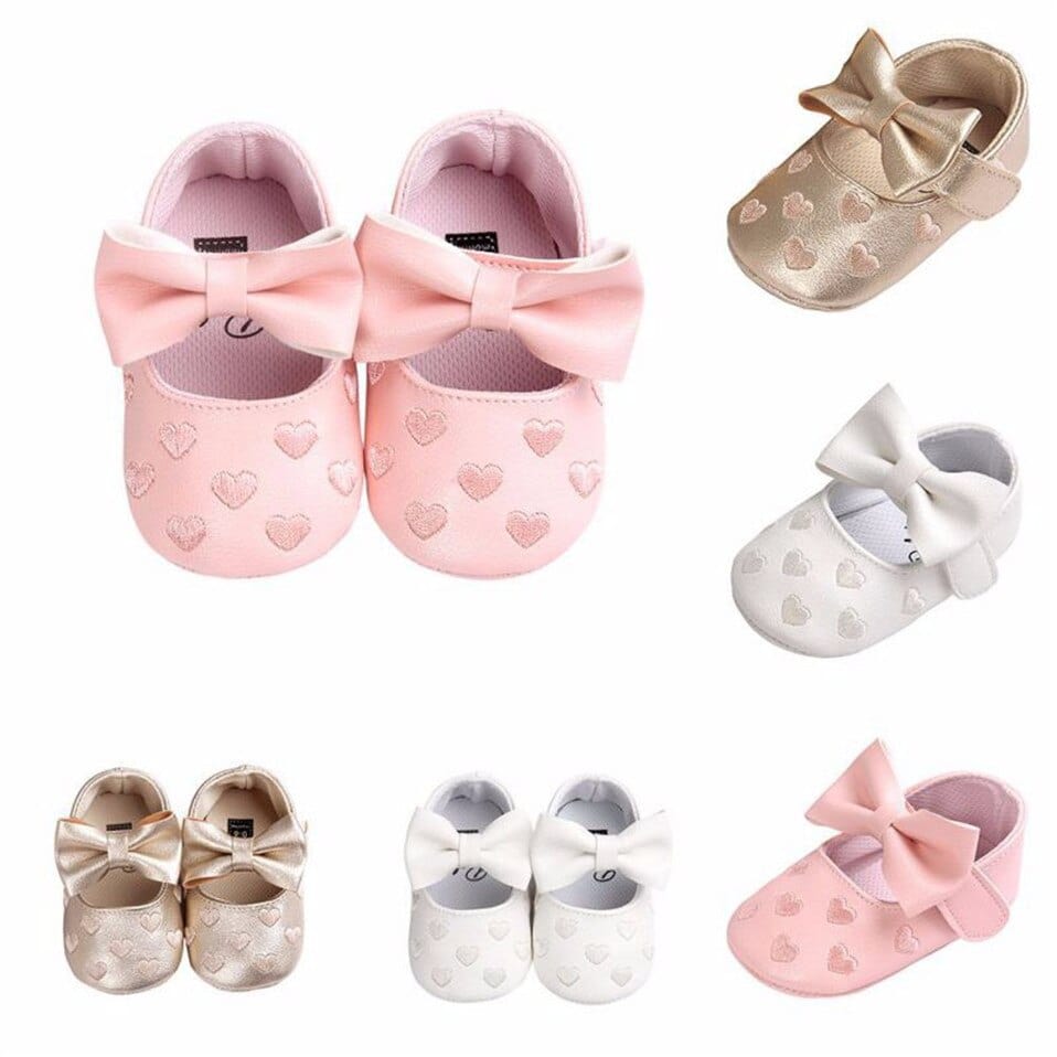 Proactive Baby Baby Footwear MUPLY Leather Girl Baby Shoes-Bow Fringe, Soft Soled, Non-slip Footwear