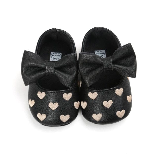 Proactive Baby Baby Footwear Black / 0-6 Months MUPLY Leather Girl Baby Shoes-Bow Fringe, Soft Soled, Non-slip Footwear