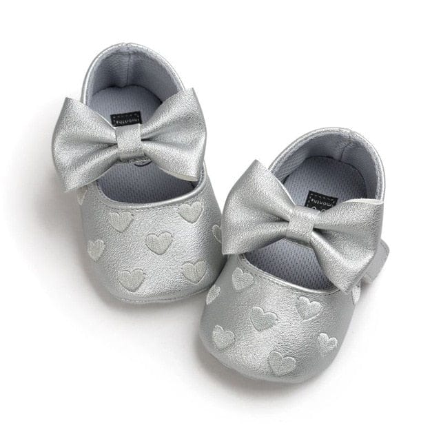 Proactive Baby Baby Footwear Gray / 0-6 Months MUPLY Leather Girl Baby Shoes-Bow Fringe, Soft Soled, Non-slip Footwear