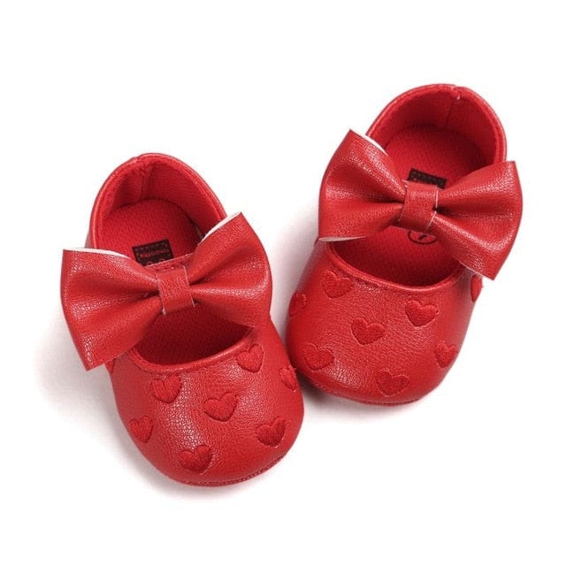 Proactive Baby Baby Footwear Red / 0-6 Months MUPLY Leather Girl Baby Shoes-Bow Fringe, Soft Soled, Non-slip Footwear