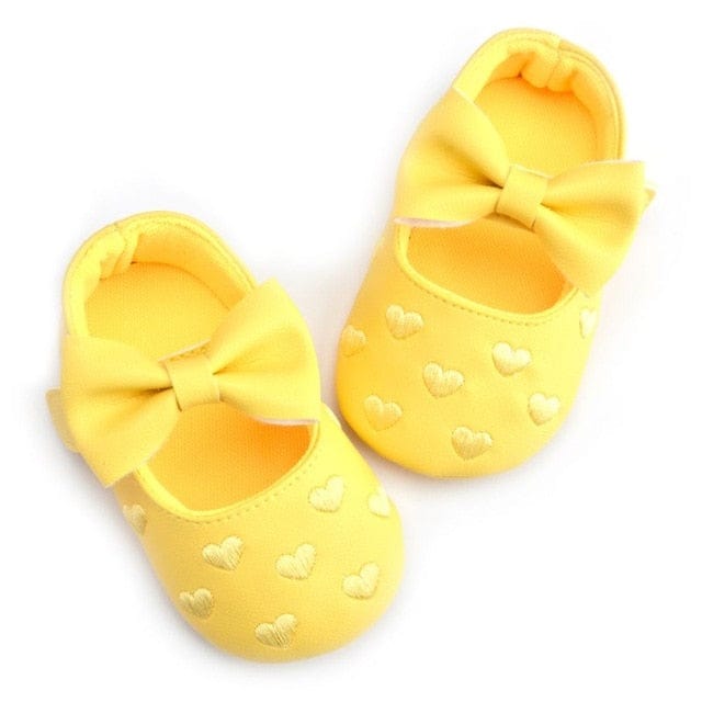 Proactive Baby Baby Footwear Yellow / 0-6 Months MUPLY Leather Girl Baby Shoes-Bow Fringe, Soft Soled, Non-slip Footwear