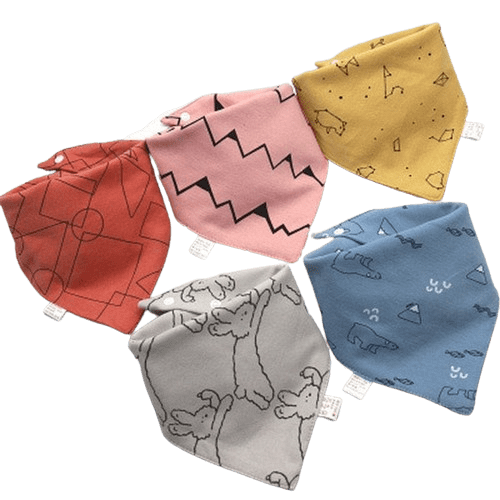 Proactive Baby Baby Clothing 5Pcs Baby Cute Bibs Triangle Scarf - 100% Cotton